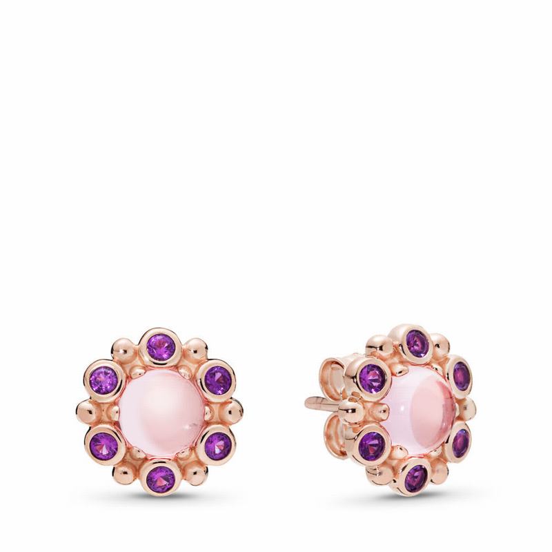 Pandora Rose™ Heraldic Radiance Stud Earrings - Pandora Rose/Pink/Crystal - Canada | MY3091MC